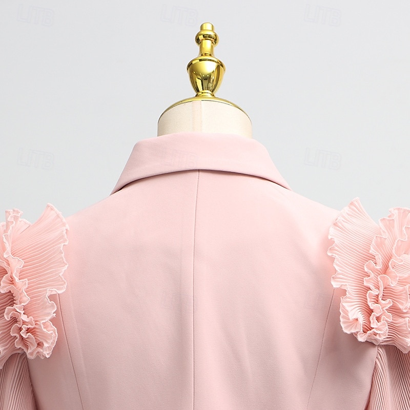 Zweiteilig A-Linie Knöchellänge Kleid für Hochzeitsgäste Kleider für Hochzeitsgäste Elegant Vintage Täglich Langarm Revers Gartenparty Hochzeit mit 3D-Blumen Falten 2026 - $137.99 –P19