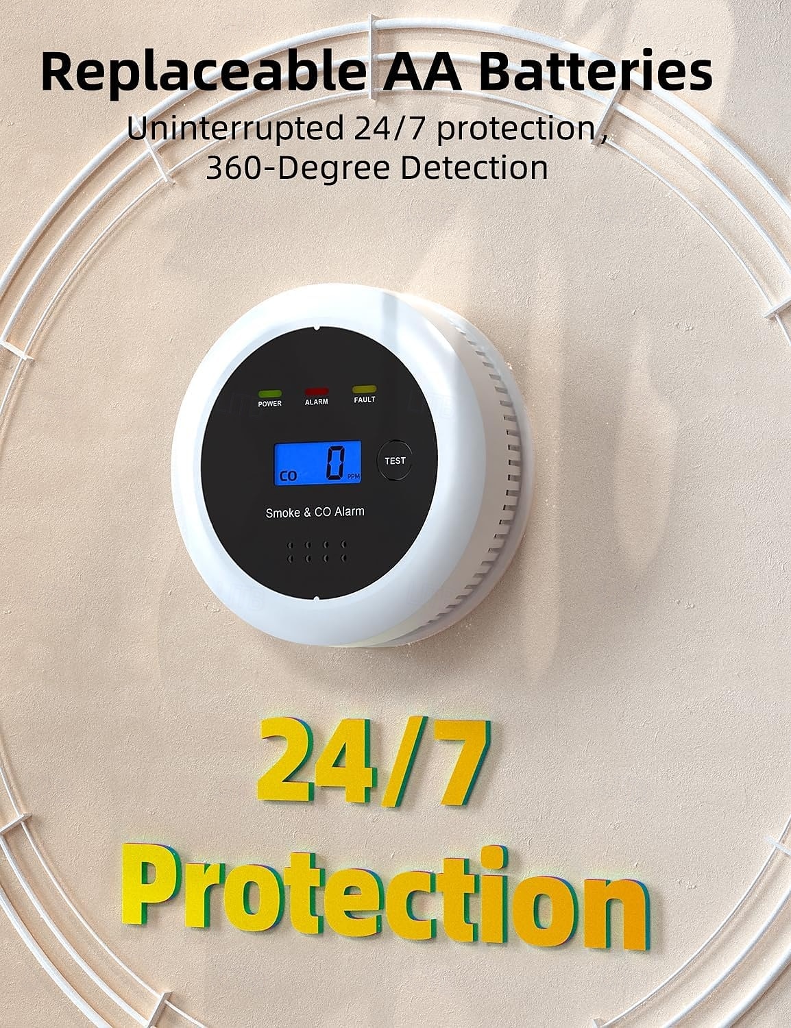 detector combinado de monóxido de carbono &gas 2 en 1 gas natural &Alarma de CO con temperatura &Humedad para alarma de seguridad del hogar 2026 - $45.99 –P6