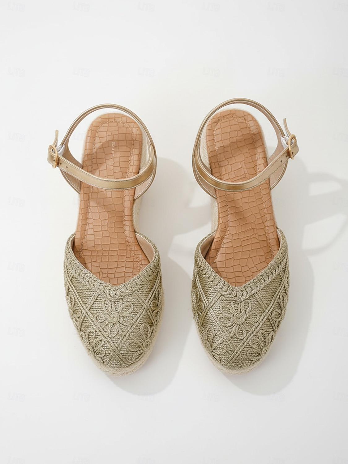 Espadrilles compensées blanches en dentelle pour femmes - élégantes sandales à plateforme crochetées à bout fermé et bride cheville, chaussures confortables pour les vacances d'été à la plage. de 2026 ? $32.99 –P2