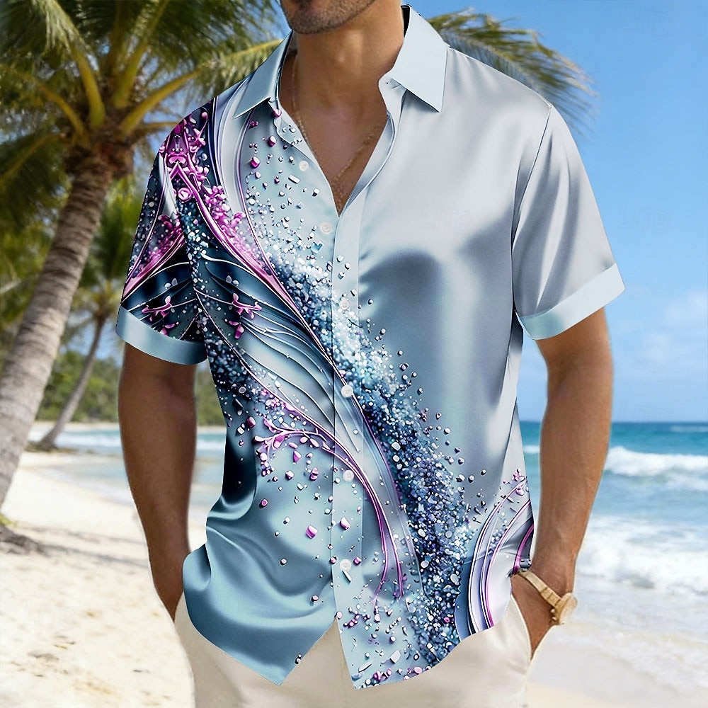 Homme Géométrique Vagues Art abstrait Chemise Chemise en satin Chemise habillée Manche Courte Mode Décontractée Quotidien Vacances Été Printemps Col Rabattu Chemises à Col Impression 3D Chemises de 2026 ? $25.99 –P2