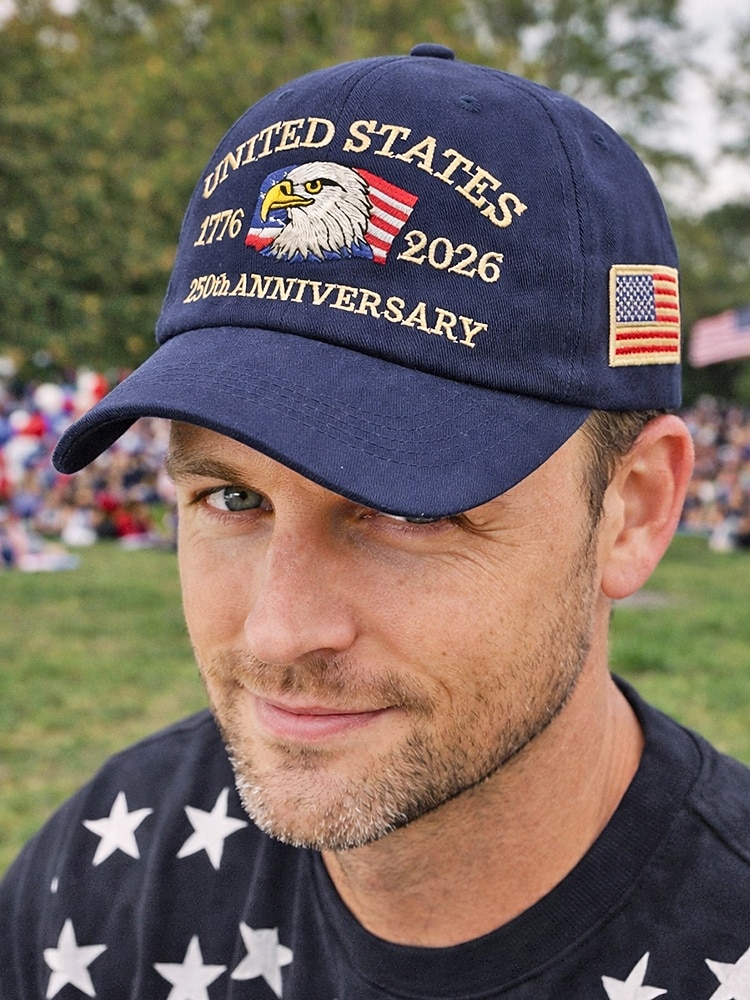 United States 250th Anniversary Men's Adjustable Cotton Cap with Embroidered American Flag, Multiple Colors, Ideal for Independence Day and Celebrations 2026 - $14.99 –P1