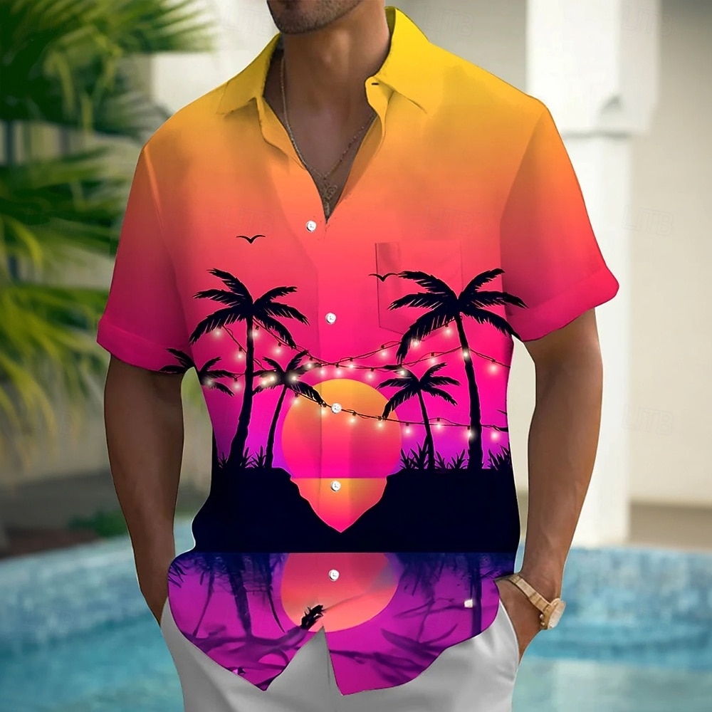 Homme Cocotier Nature et paysages Plantes Tropicales Chemise hawaïenne Chemise Boutonnée Chemise Aloha Manche Courte Hawaïen Occasionnel Vacances Été Printemps Col Rabattu Impression 3D chemises de 2026 ? $25.99 –P3