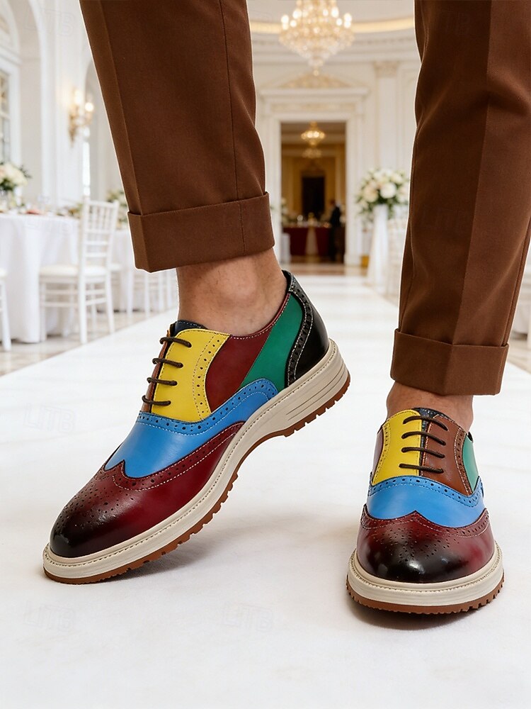 scarpe brogue in similpelle colorate da uomo, calzature formali da lavoro per matrimoni, scarpe eleganti per lo sposo e gli invitati al matrimonio del 2026 a $46.99 –P4