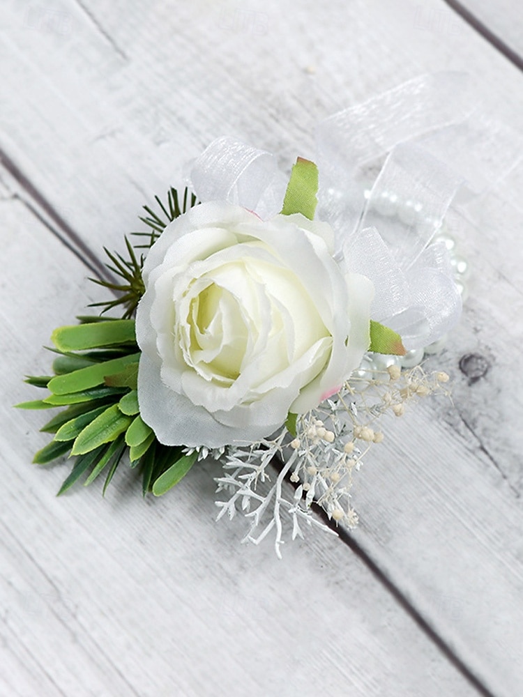Herren-Ansteckblume und Handgelenkschmuck aus Kunstblumen – Materialmix – perfekt für Hochzeiten und Partys 2026 - $7.99 –P9
