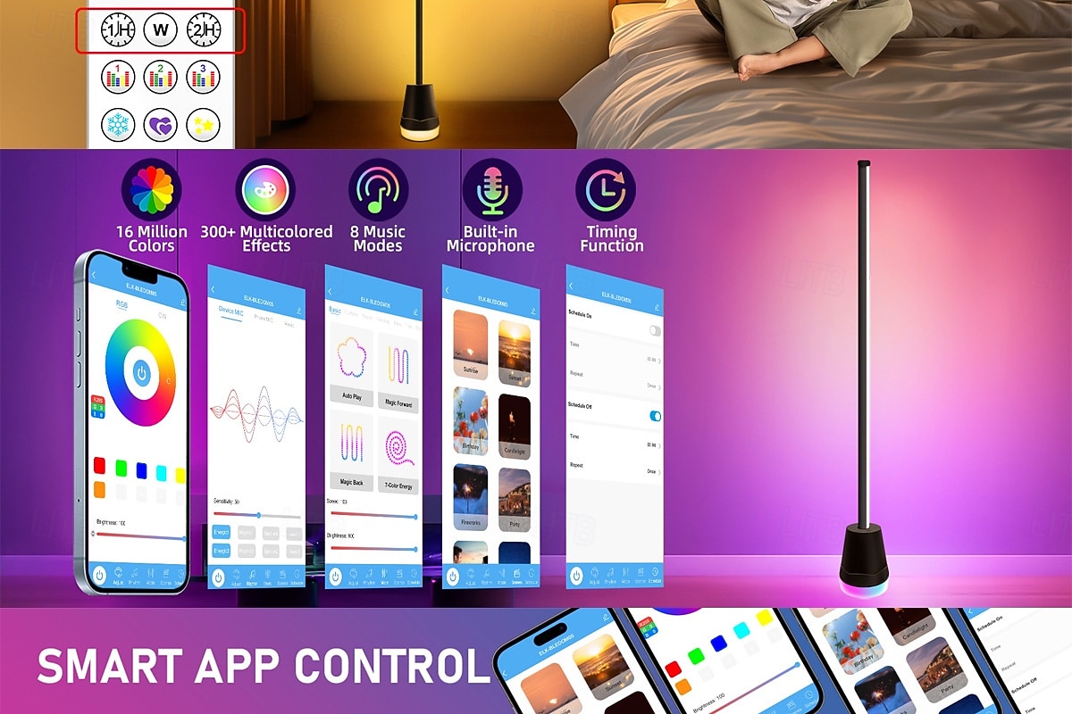 Cylindrical RGBIC Floor Lamp, Bluetooth APP Control LED Corner Light, Music Sync Color Changing Standing Lamp with Timer, 16 Million Colors for Bedroom Living Room Gaming Room Party Decor 2026 - $39.99 –P13