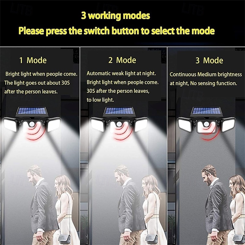 Уличные солнечные светильники с датчиком движения, прожекторы, охранные светильники на солнечных батареях, водонепроницаемость IP65. 2026 - $27.99 –P4