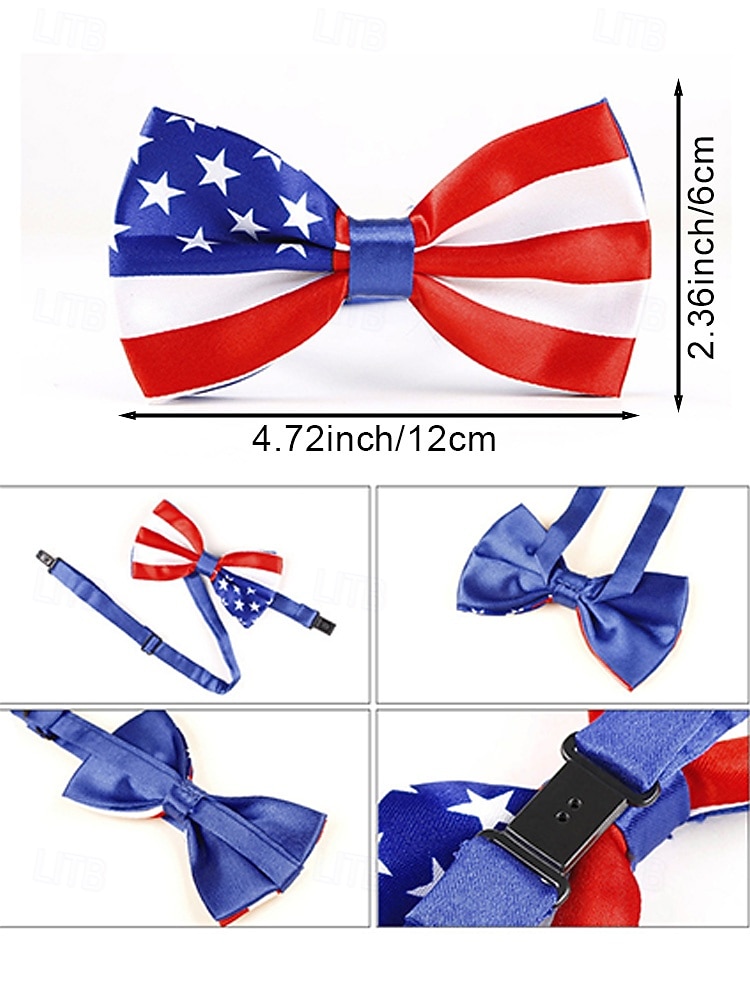 United States 250th Anniversary Men's Patriotic Tie & Bow Tie Set, Polyester American Flag Design, Classic Formal Style for US, Independence Day, Parades, Parties & Celebrations 2026 - $14.99 –P11