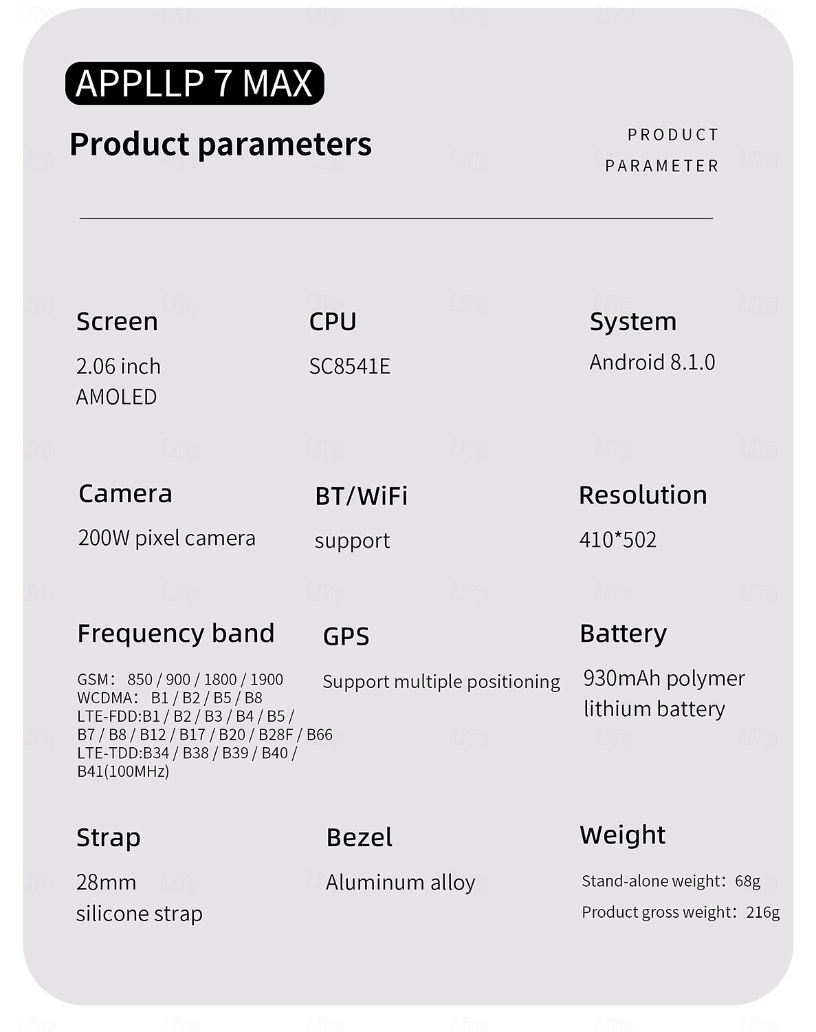 Relógio inteligente Lokmat Appllp 7 Max de 2,06 polegadas com 4G LTE, pedômetro, lembrete de chamadas, monitor de sono, compatível com Android e iOS, unissex, GPS, chamadas em modo mãos-livres, controle de mídia, IPX-4, 60 mm. de 2026 por $187.99 –P2