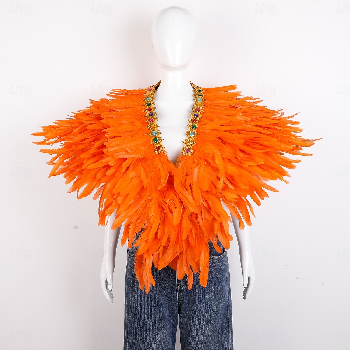 Karneval 2026 Rio Karneval Samba Tillbehör Kvinnors Mardi Gras Fjäder Cape Själ Lila Grön Guld Fjäder Poncho med Juvelkrage Brasilien Festival Prestandakostym 2026 - $58.99 –P12
