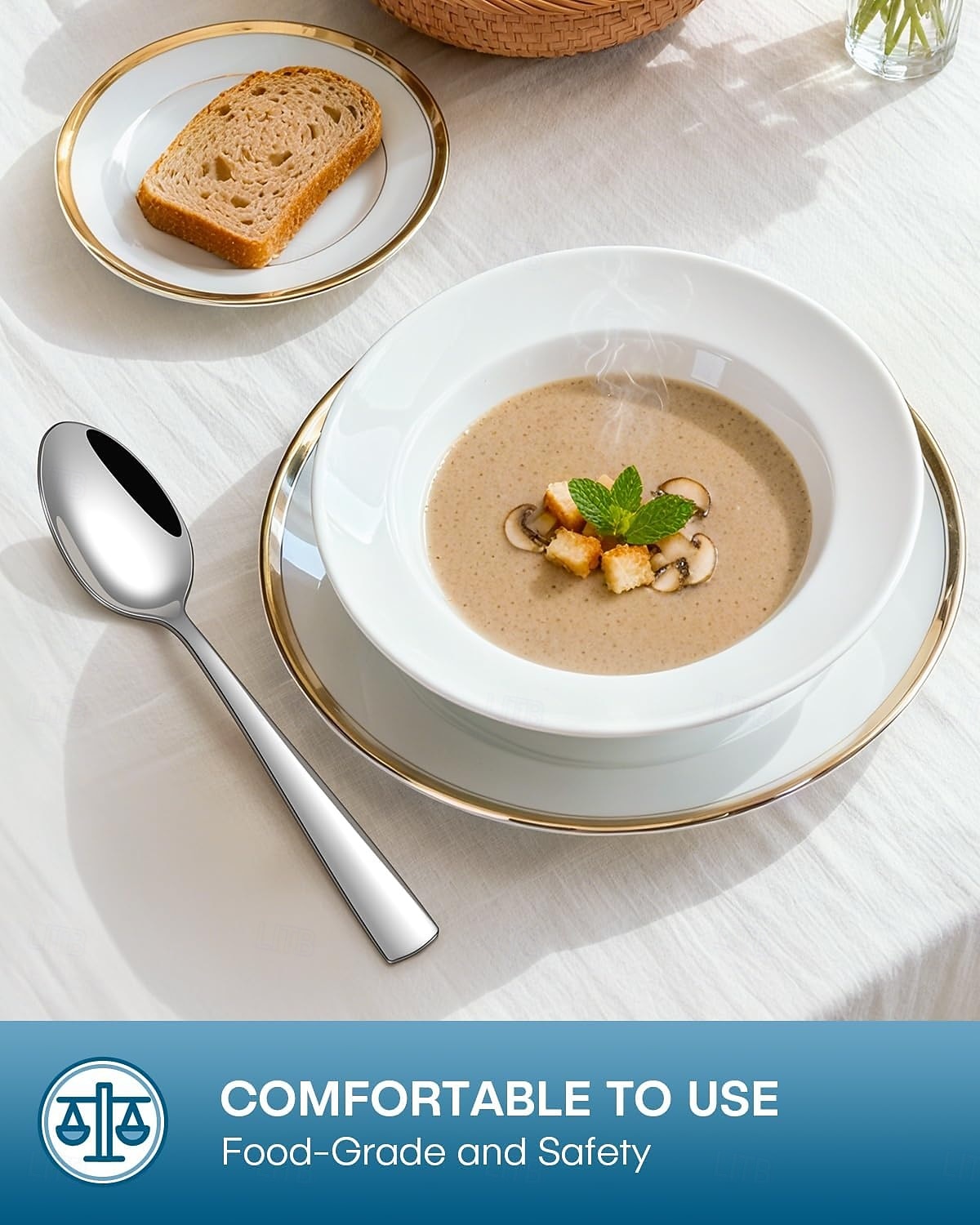 Zestaw sztućców ze stali nierdzewnej do kontaktu z żywnością, 20/30 elementów, 4 zestawy sztućców z polerowanej na wysoki połysk, w tym noże obiadowe, łyżki i widelce, można myć w zmywarce, w domu i 2026 - $31.99 –P6