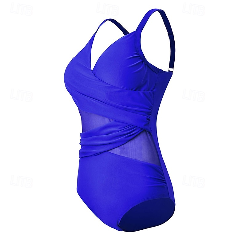 Women's Bathing Suit Swimsuits One Pieces Solid Colored Mesh UV Protection Elastic Sleeveless Swimwear Swimsuit Surfing Diving Swimming Summer 2026 - $26.99 –P8