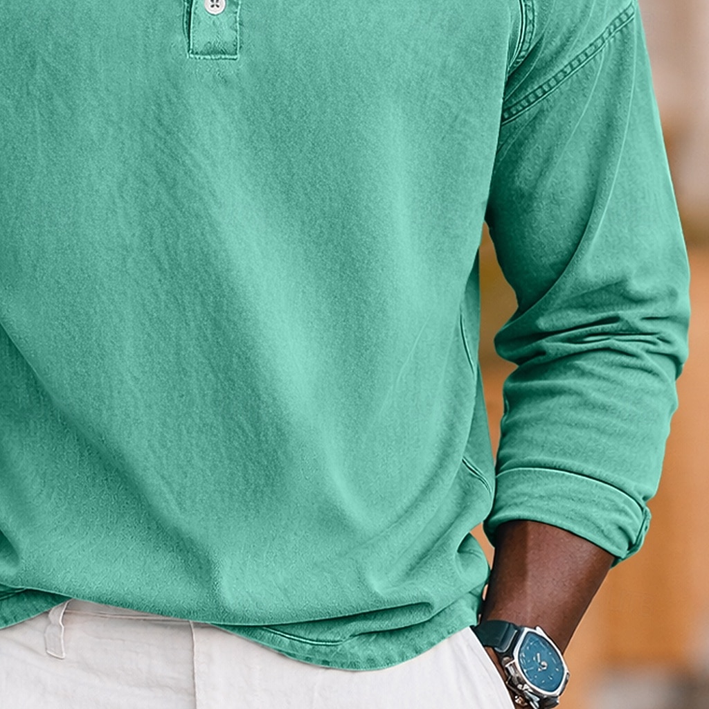 SoftFade™ Pánské Tričko Henley košile 100% Bavlna Kyselé praní Tričko Krátký rukáv Jednoduché Solidní Vintage Streetwear Příležitostné Barvené Prané Raglánové rukávy Postavený límec Henley Ulice 2026 - $31.99 –P5
