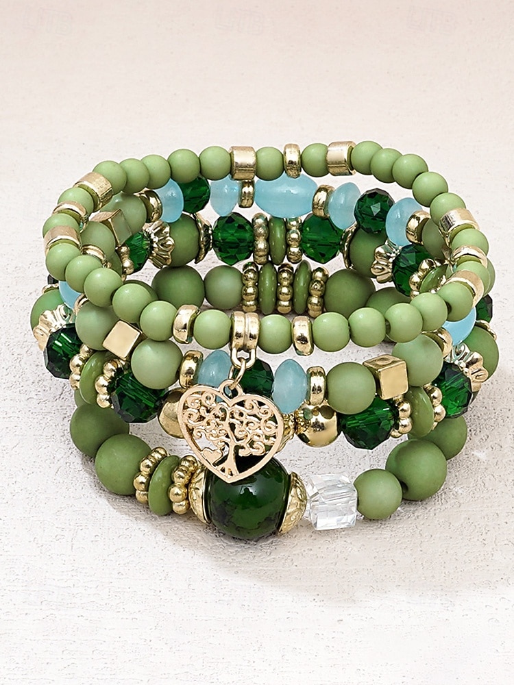 Γυναικείο σετ βραχιολιών από ακρυλικό και κράμα αλουμινίου σε στυλ boho – πολλά χρώματα, γούρι σε σχήμα καρδιάς, ιδανικό για την ημέρα του Αγίου Βαλεντίνου και για καθημερινή χρήση 2026 - $11.99 –P8