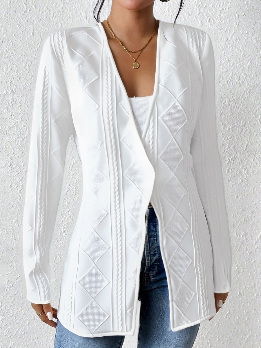 Femmes Blazer Veste Décontractée Confortable Jacquard Front ouvert Élégant Mode Occasionnel Couleur Unie Occasionnel Soirée Rue Tenue quotidienne Régulier Col en V Coupe régulière manche longue de 2026 ? $39.99 –P2