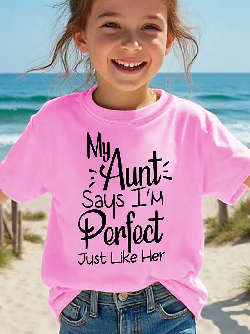 Mädchen 3D Grafik Buchstabe T-Shirt Kurzarm 3D-Druck Sommer Frühling Sport Mode Streetwear Kinder 4-12 Jahre Rundhalsausschnitt Lässig Täglich Outdoor Normale Passform 2026 - $12.99 –P4