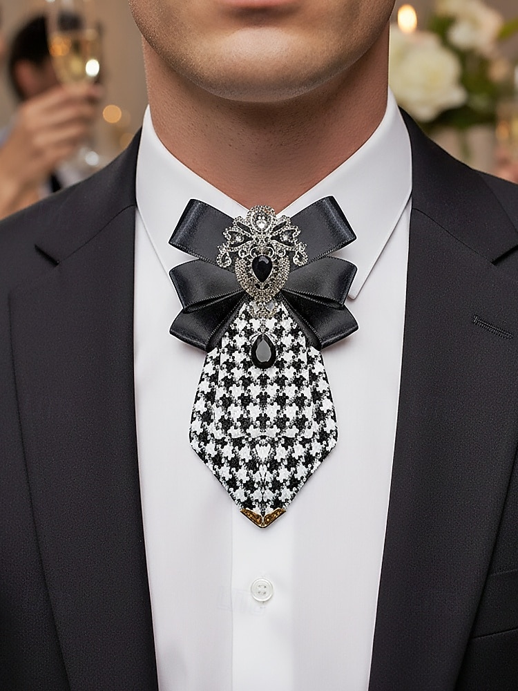 بروش ربطة عنق رجالي من البوليستر - لونان - إكسسوار أنيق لحفلات الزفاف والمناسبات بتفاصيل مزخرفة 2026 - $11.99 –P2