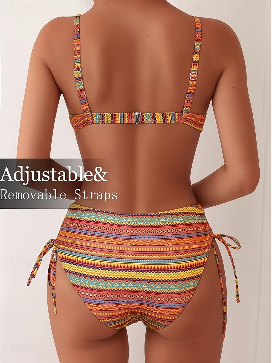 בגדי ריקוד נשים בגדי ים ביקיני 2 חתיכות מותן גבוה בגד ים רזה גב חשוף חופשה בגדי חוף נמר גיאומטרי ללא שרוולים בגדי ים 2026 - $22.99 –P9