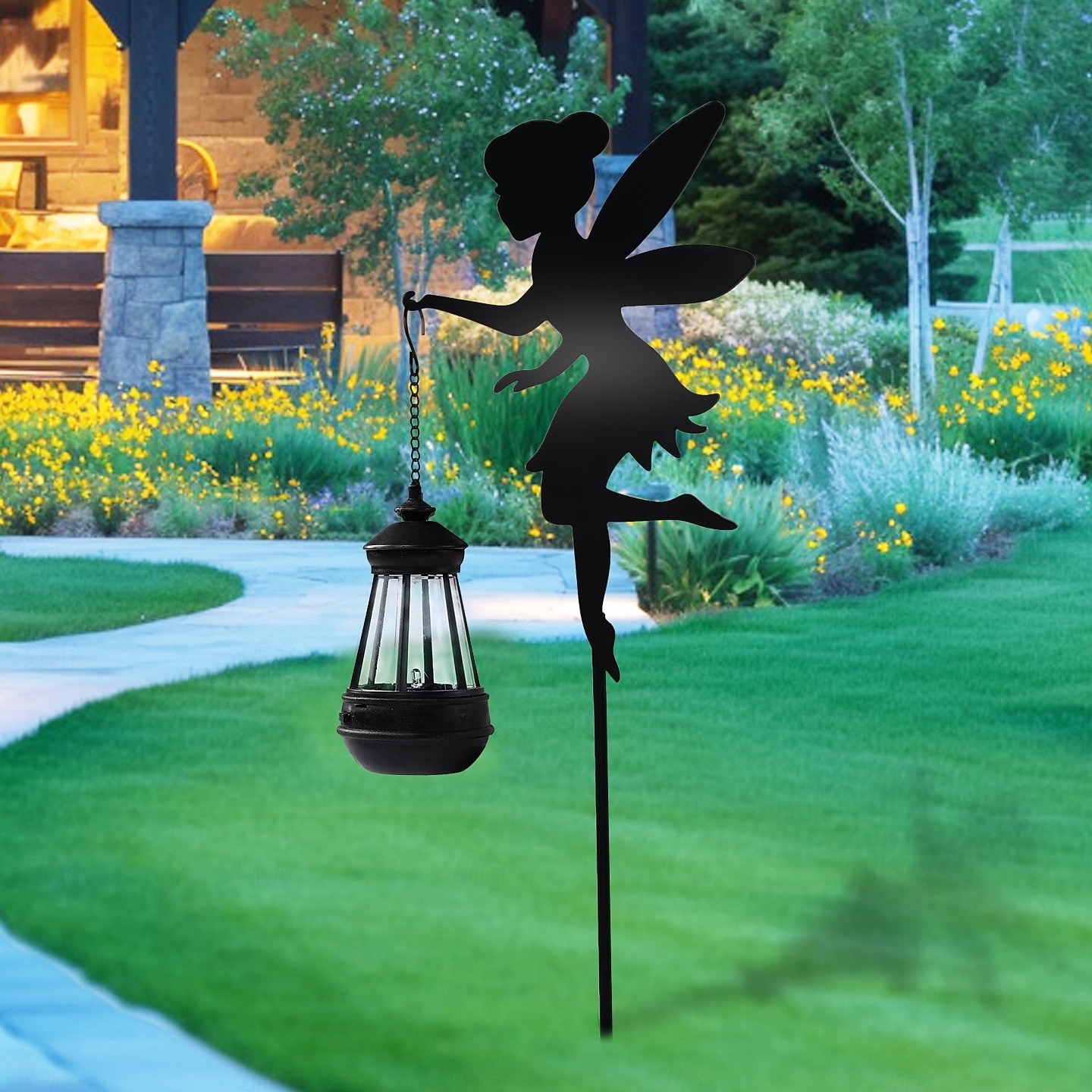 2026年 屋外用ソーラー防水鉄製妖精シルエットランタン2個、庭、庭、通路、芝生の装飾、パーティー、休日、風景照明、屋外用装飾アクセントランタン  コレクション – $43.99 –P8