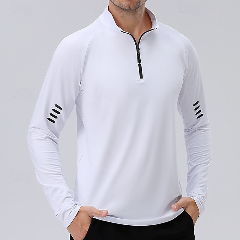 Ανδρικά Μονόχρωμο Tricou de Alergat Μπλούζα συμπίεσης Άνοιξη Φθινόπωρο Κουμπώσου Μακρυμάνικο Γρήγορο Στέγνωμα Συμπίεση Ύγρανση Αναπνέει 2026 - $25.99 –P8