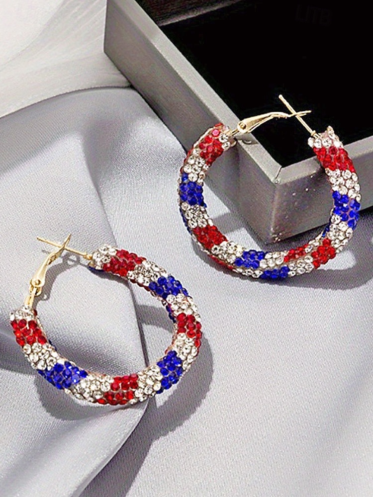 Stany Zjednoczone 250-lecie Narodzin - Tematyczne kolczyki akrylowe dla kobiet - Różne wzory czerwony biały i niebieski idealne na Dzień Niepodległości i obchody USA 2026 - $14.99 –P10