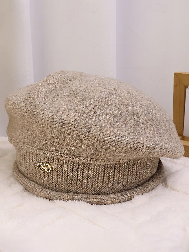 Naisten pehmeä polyesterineulottu barettihattu, kevyttä villamaista lankaa, monivärinen klassinen ranskalainen tyyli jokapäiväiseen käyttöön, kaupunkiretkille, matkoille ja syksy-talvimuotiin 2026 - $14.99 –P8