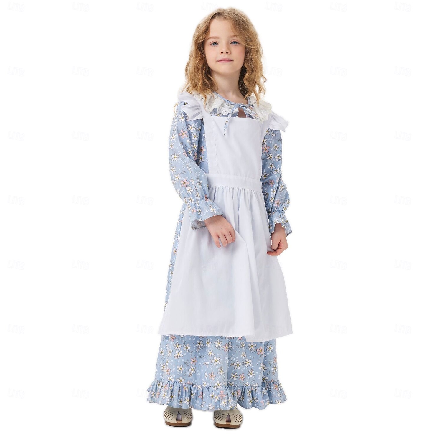250º Aniversario de EE. UU. Período colonial Siglo 19 Vestido de la pradera Conjunto de gorro y delantal Larga Chica pionera Colonial Guerra Revolucionaria Floral Disfraz Chica Víspera de Todos los 2026 - $43.99 –P5