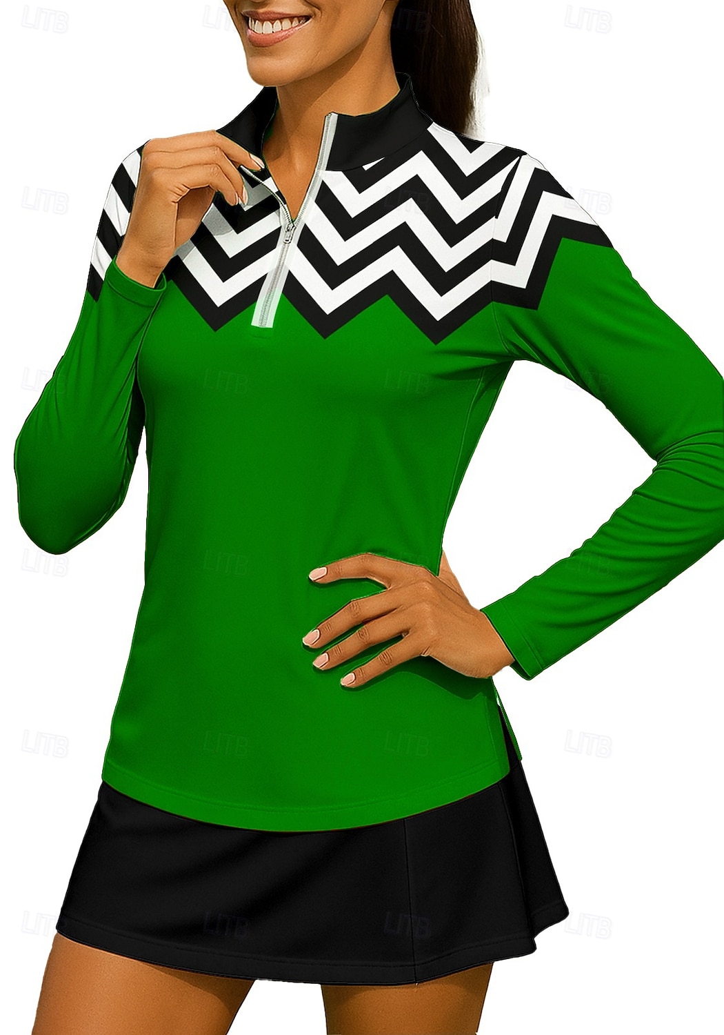 Per donna Geometrico Maglietta Maglietta sportiva Polo da golf Maglia da tennis Manica Lunga Cerniera Floreale UPF50+ Resistente ai Raggi UV Alta elasticità Traspirante Tennis Golf Pickleball Collo del 2026 a $25.99 –P7