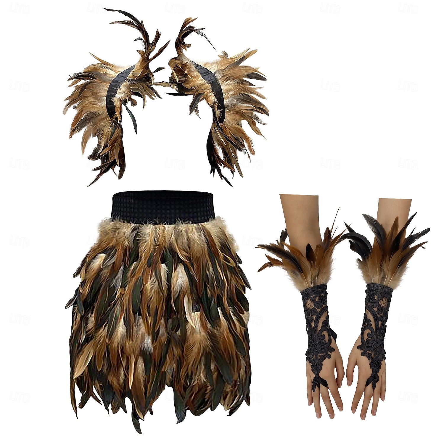 Accessori Samba Carnevale 2026 Rio Carnevale 3 pezzi Set Costume Donna Piume Rosse Mantello Gothic Gonna Mini  Guanti di Pizzo Costume per Festival in Brasile del 2026 a $47.99 –P7