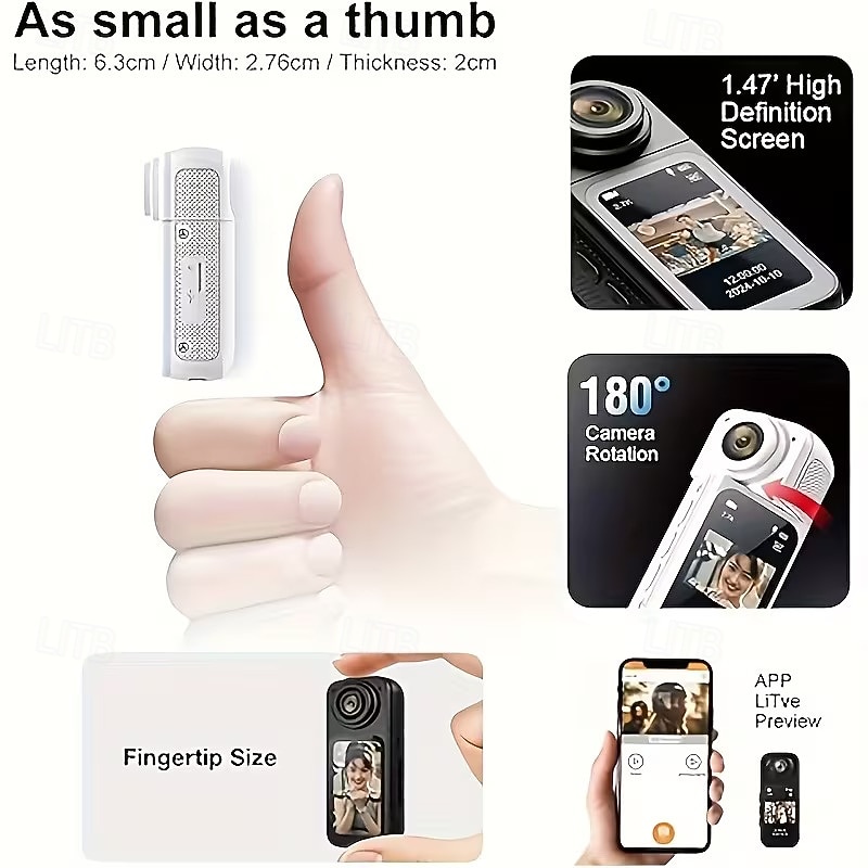 Câmera de polegar ultra HD 2.7K com tela IPS de 1,47 polegadas, gravação em loop, mini câmera de vlog portátil com suporte magnético, ideal para esportes, viagens, momentos em família e aventuras. de 2026 por $69.99 –P6