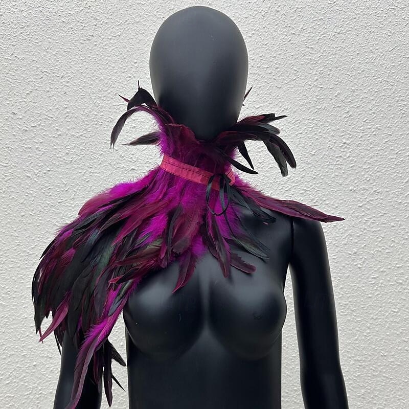 Accessori Samba Carnevale 2026 Rio Carnevale Mantello Stola Piume Bianche Donna con Collo Alto Costume per Festival in Brasile del 2026 a $18.99 –P3