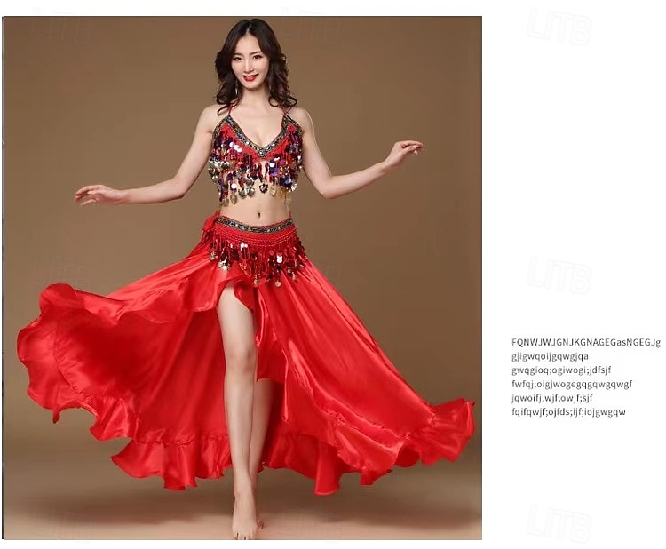 Abbigliamento da ballo Samba Set costume da danza del ventre glamour rosa rosso|l Costume da spettacolo del 2026 a $34.99 –P6