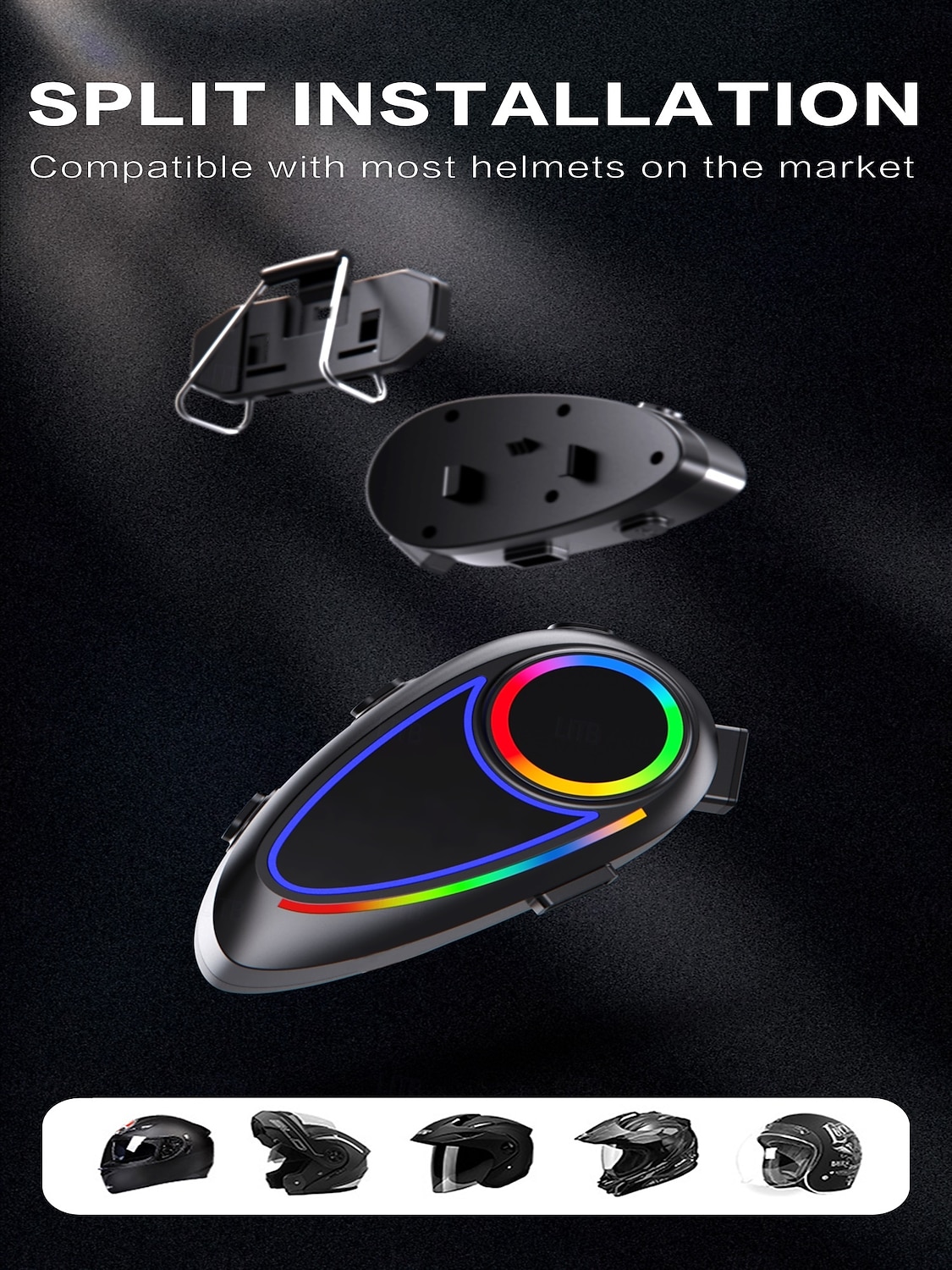 K17 Helmet Bluetooth Earphones Cycling Super Bass Colorful Atmosphere Light Capacitive Microphone Intelligent Voice Assistant 2026 - $28.99 –P8