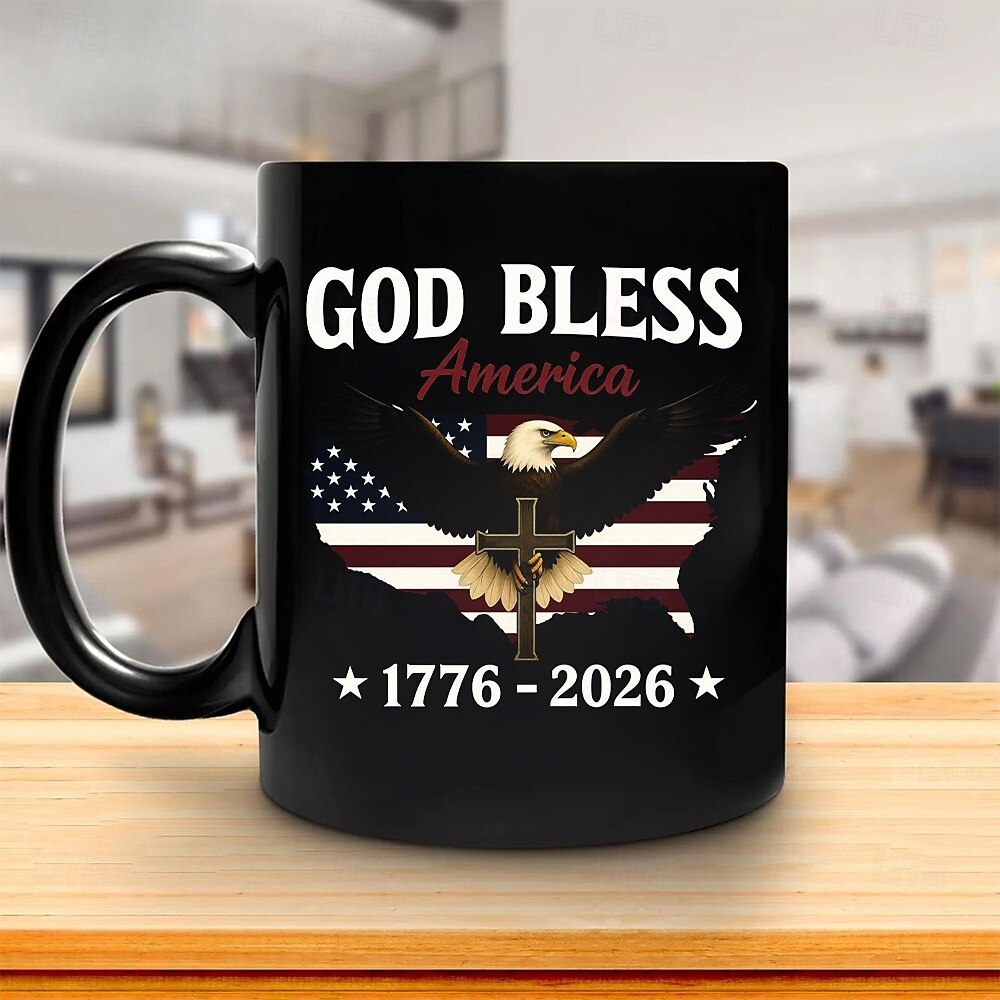 USA 250-årsjubileumskrus Patriotisk gave Semiquincentennial keramisk kaffekrus 1776-2026 Uavhengighetsdagen 4. juli gave til menn og kvinner Mikrobølgeovn og oppvaskmaskin trygg 2026 - $16.99 –P3