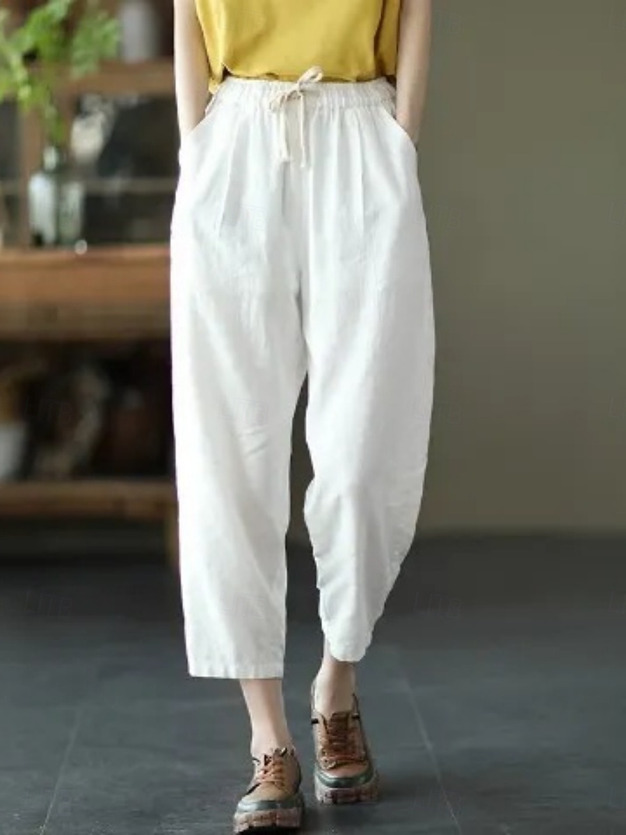 Mujer Pantalones Pantalones de verano Pantalones anchos Pantalones de playa Vacaciones Moda Ropa de calle Hasta el Tobillo Alta cintura Plano Correa Bolsillo Cintura elástica Comodidad Suave 2026 - $22.99 –P4