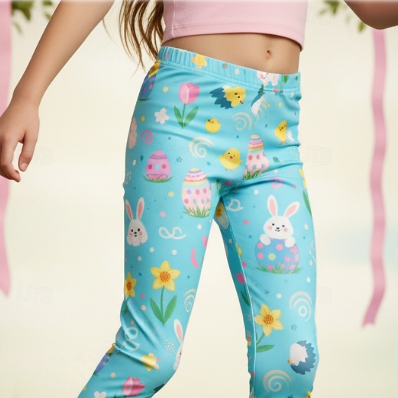 Paște Fete 3D Grafic Iepure Pantaloni Leginși Primăvară Toamnă Drăguţ Șic Stradă De Bază Copii 4-12 ani Casual Zilnic În aer liber Fit regulat 2026 - $15.99 –P3