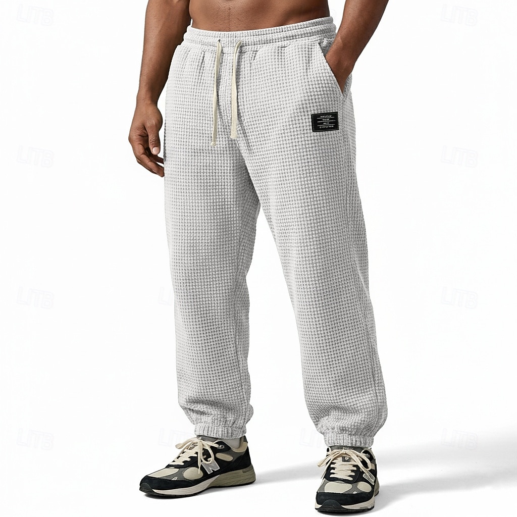 Herr Våffelstruktur Joggare Långbyxor Casual byxor Våffelbyxor Snörning Ensfärgat Komfort Fullängd Ledigt Dagligen Utomhus Semester Mode Svart Armégrön Elastisk 2026 - $24.99 –P7