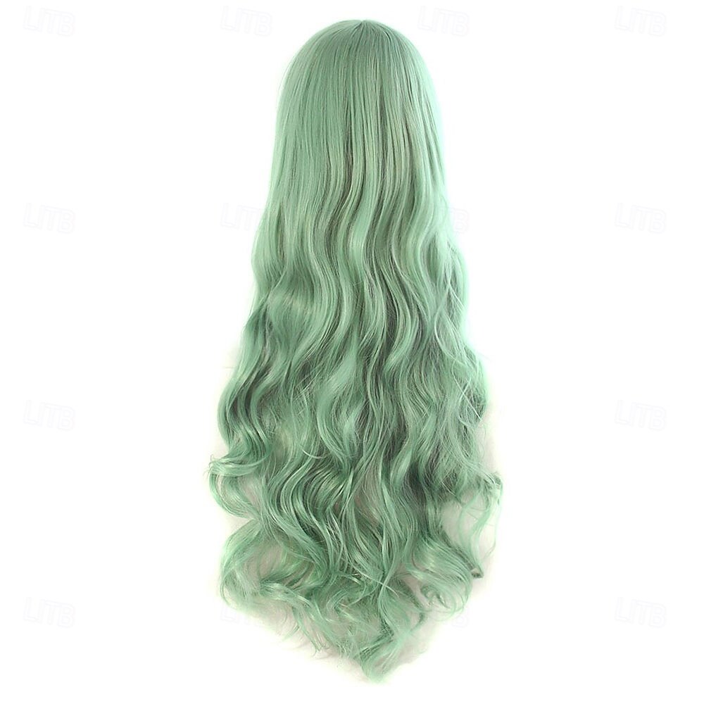 Peluca larga y rizada de 80 cm para cosplay (gris-verde) 2026 - $28.99 –P2