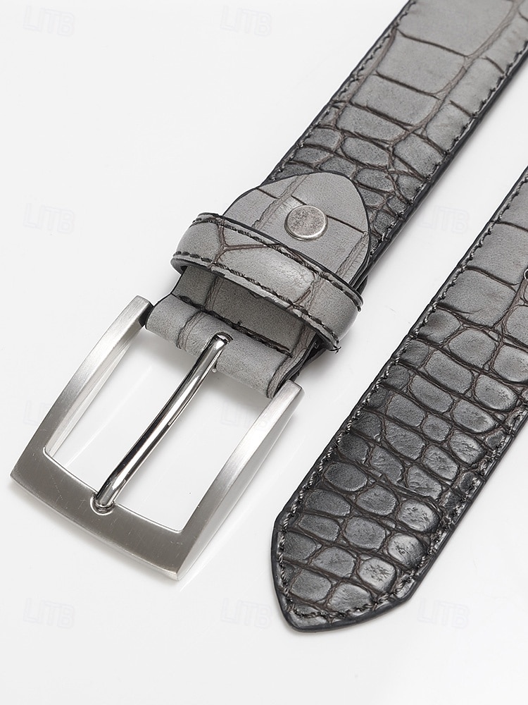 Cinturón ajustable de piel sintética con estampado de cocodrilo para hombre, varios colores, perfecto para bodas y uso diario, diseño duradero y elegante. 2026 - $18.99 –P7
