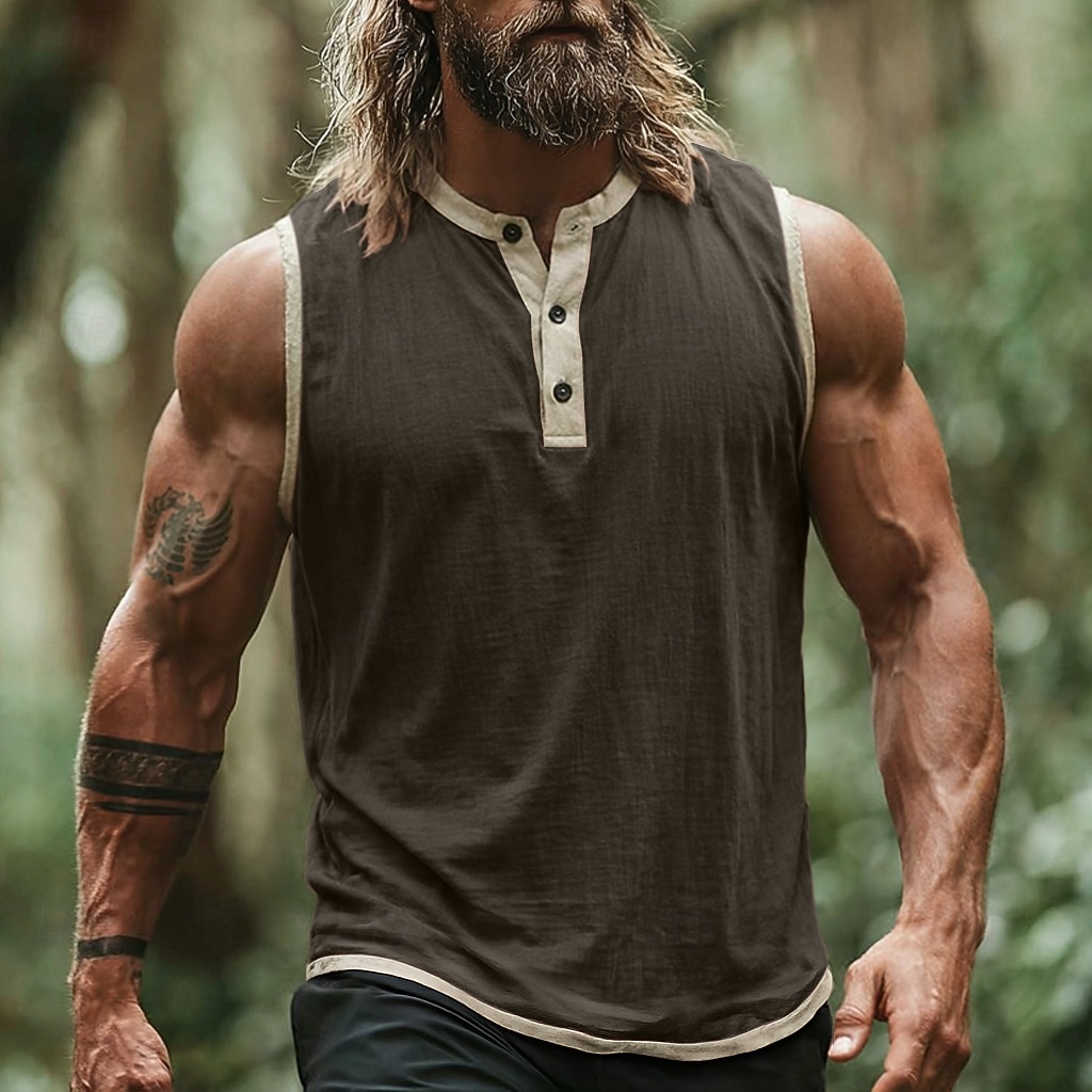 Hombre Camiseta sin mangas Top Camisetas Interiores Camisa sin mangas Sin Mangas cuello henley Henley Verano Primavera Plano Moda Design Básico Botones Casual Vacaciones Calle Negro Rosa Azul Marino 2026 - $18.49 –P14