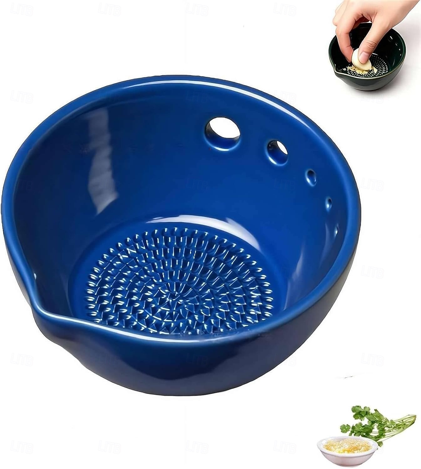Handmade Garlic Grater Herb Bowl, 2 in 1 Pottery Herb Stripper Bowl with 5 Holes, Multi-Functional Herbs Stripping Bowls with Built-in Garlic Grater for Home Kitchen Preparation 2026 - $13.99 –P8