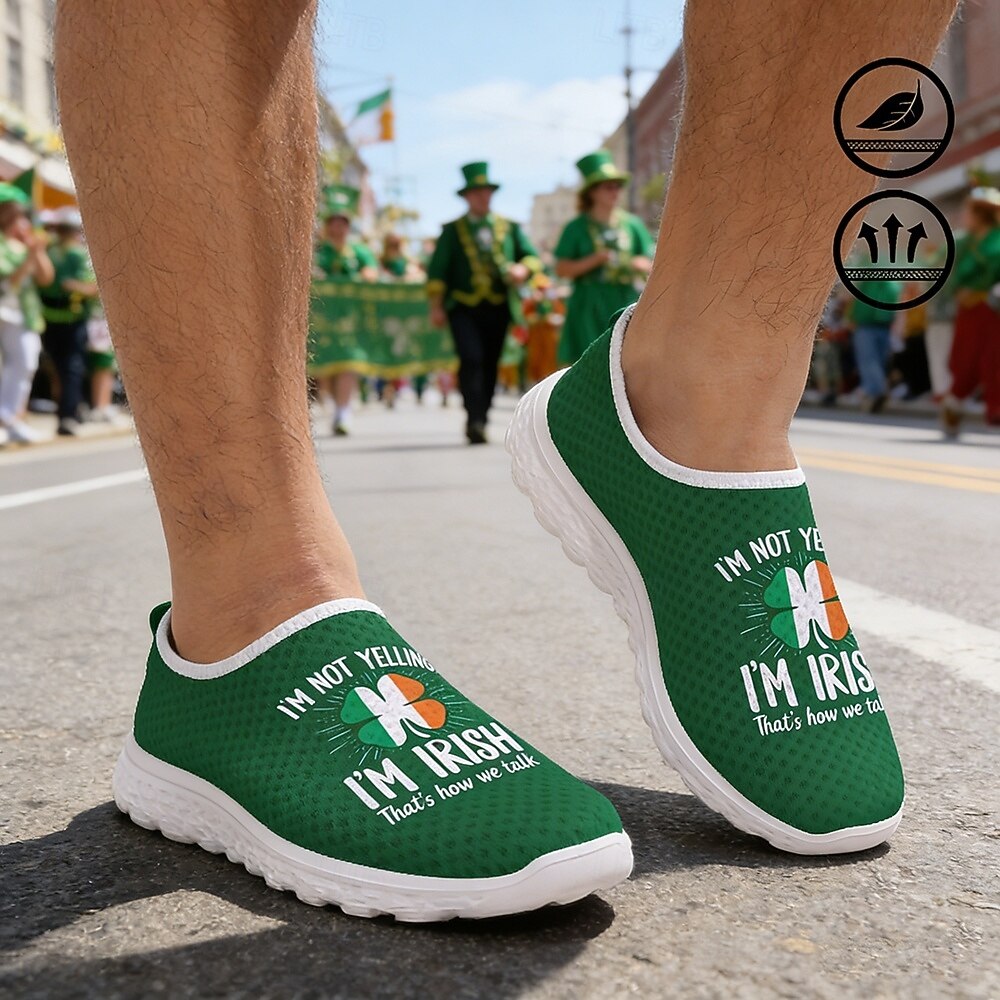 Herren-Sneaker zum St. Patrick's Day mit grünem Kleeblattmuster, bequeme Sneaker im sportlichen Stil für Paraden, Partys und Festlichkeiten 2026 - $32.99 –P6