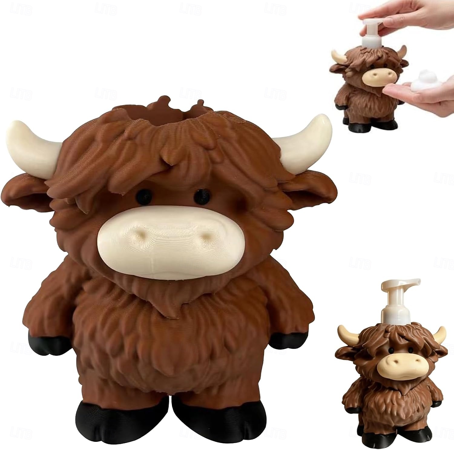 dispenser di sapone a forma di mucca delle Highlands, adorabile bottiglia di sapone per le mani a forma di mucca delle Highlands &Gel doccia, bottiglia con pompa ricaricabile a forma di mucca, stampa del 2026 a $30.99 –P1