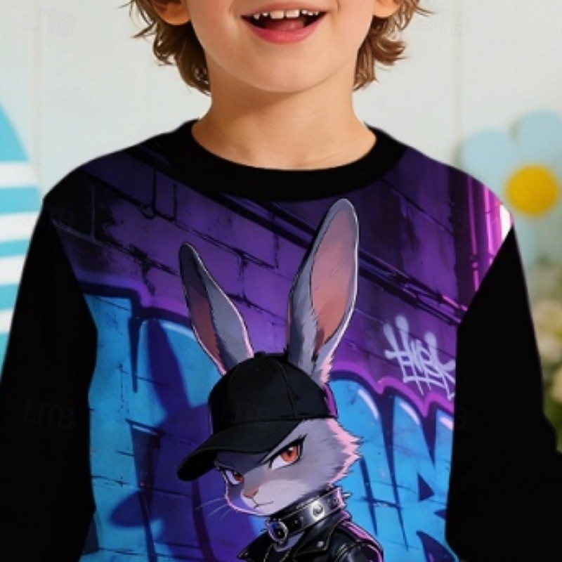 Easter Boys' 3D Graphic Rabbit Sweatshirt Pullover Long Sleeve 3D Print Spring Fall Active Fashion Streetwear Kids 4-12 Years Crew Neck Casual Daily Outdoor Regular Fit 2026 - $18.99 –P4