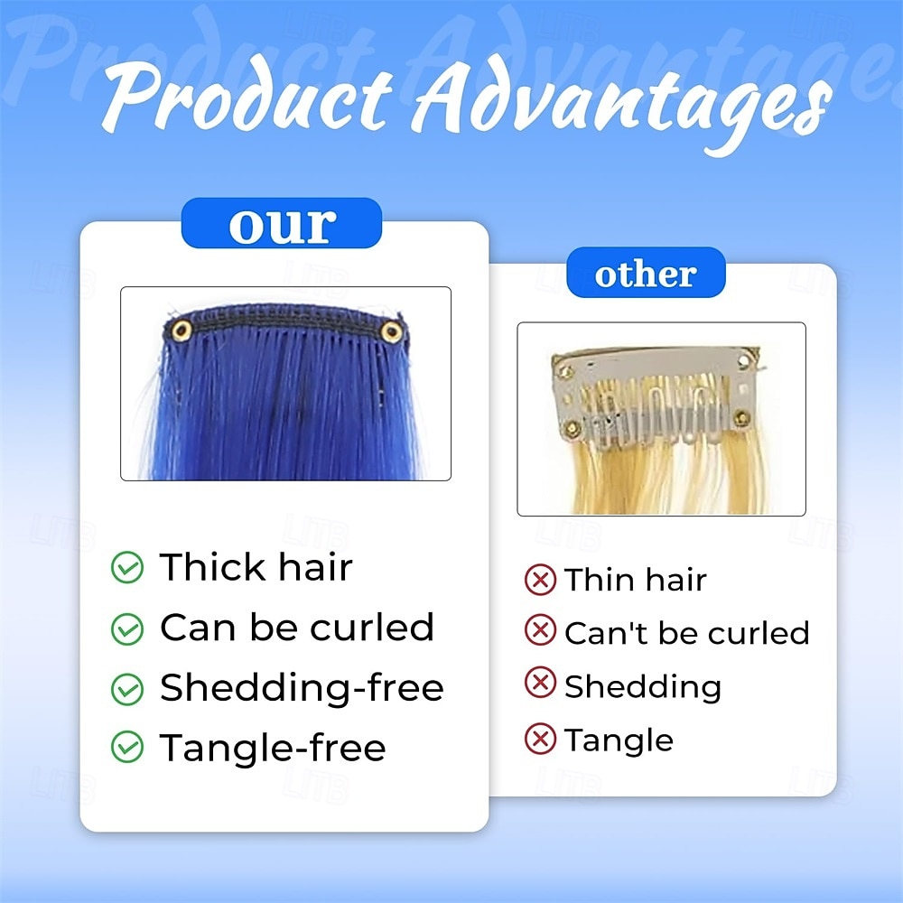 16 gekleurde clip-in haarextensies (22 steil, 8 blauw, 8 turquoise) voor dames, synthetische haaraccessoires 2026 - $18.99 –P5
