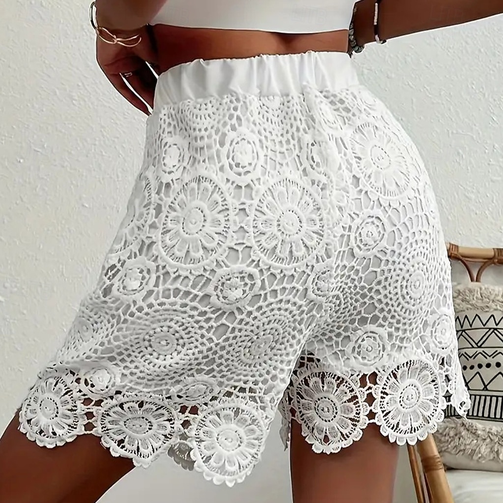 Per donna Shorts Pantaloncini Estivi Shorts da Spiaggia Vacanza Moda Casual Quotidiano Corto Misura del girovita medio Pizzo Elastico in vita Comodità Morbido Traspirante Inelastico Abbigliamento del 2026 a $25.99 –P2