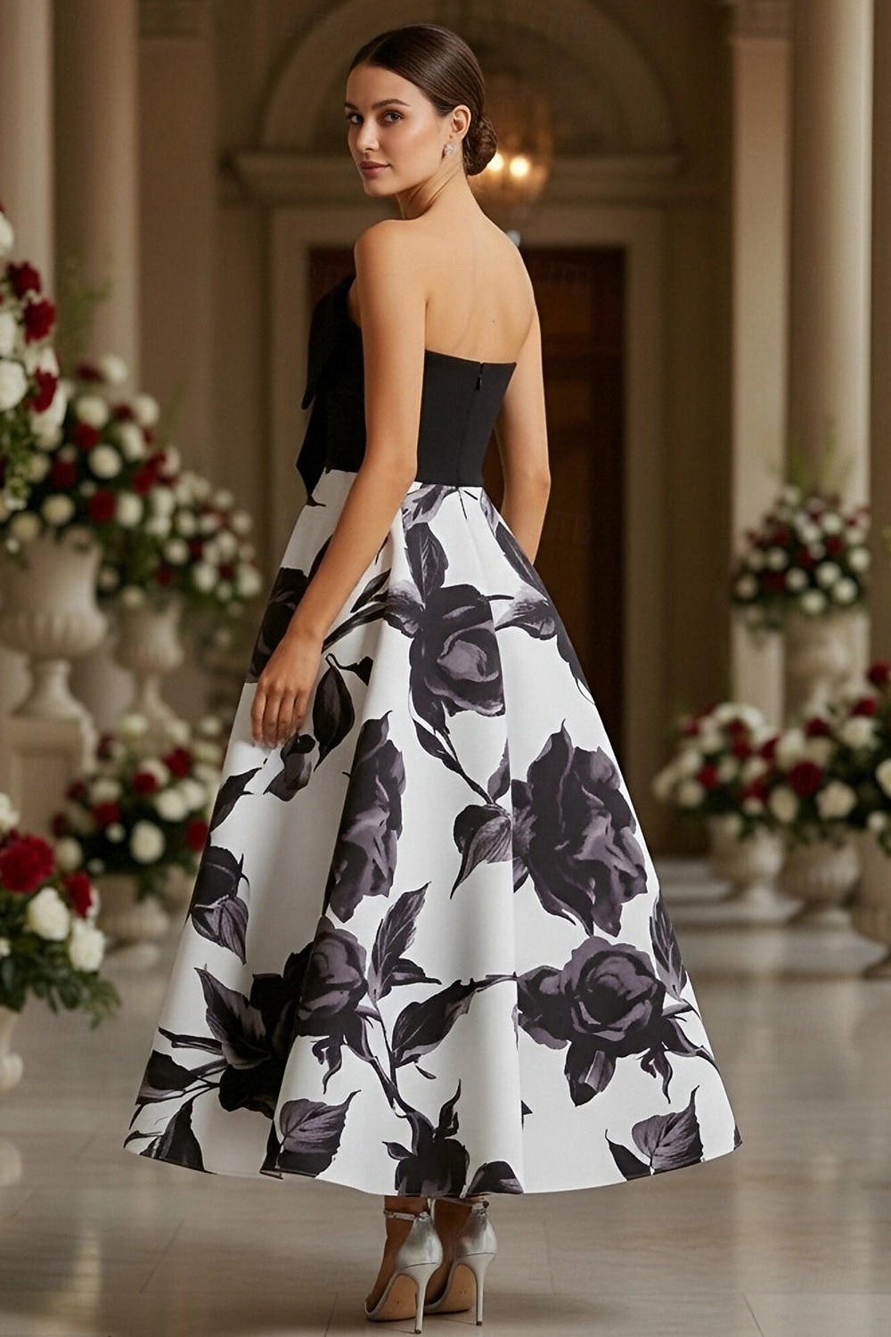 Ball Gown Ankle Length Party Dress Cocktail Dress Wedding Guest Dress Mother of the Bride Dress Sleeveless Strapless Elegant Formal Wedding Guest Chiffon Stretch Fabric with Bow(s) 2026 - $160.99 –P2