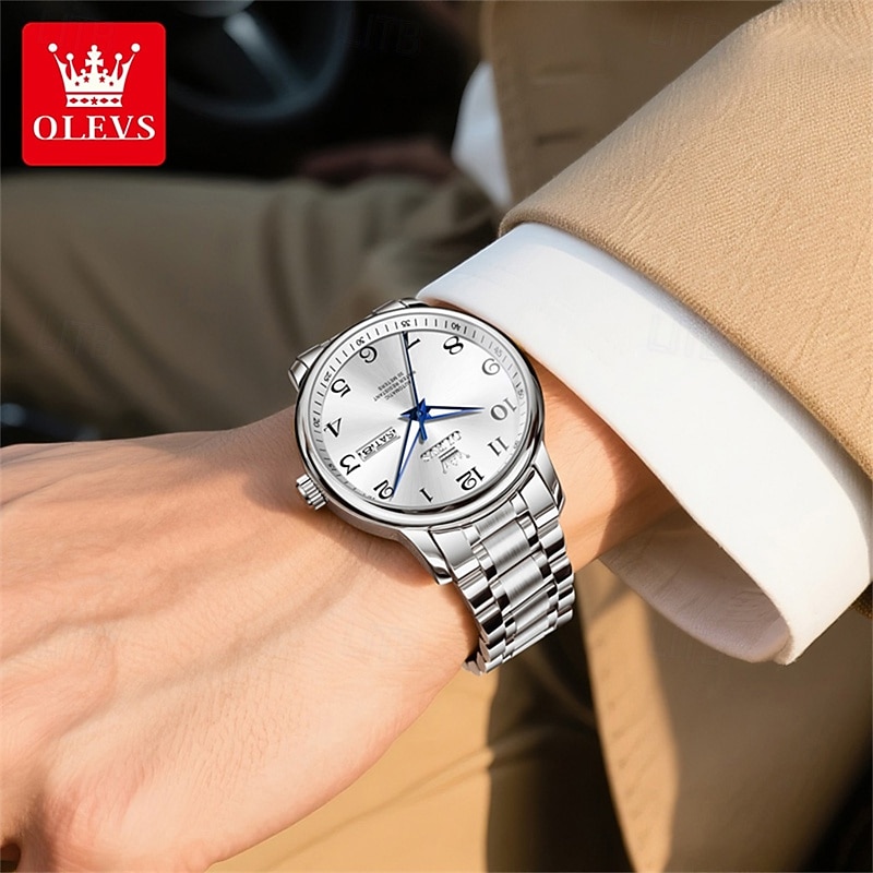 New Olevs Men'S Business Watch With Luminous Calendar, Week Display, Fully Automatic Mechanical Movement, Casual And Fashionable Digital Watch, Water-Resistant, Sporty Wristwatch 2026 - $95.99 –P16
