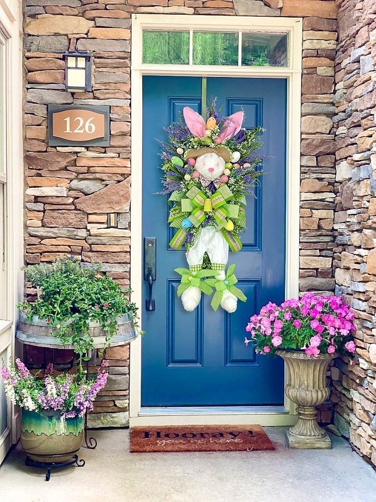 2 Pack Large Easter Bunny Swag Wreath for Front Door, 24" Artificial Spring Bunny Hanger with Lavender Eggs & Green Bows, Whimsical Farmhouse Easter Wall Porch Decor, Cute Outdoor Holiday Decoration 2026 - $58.99 –P5