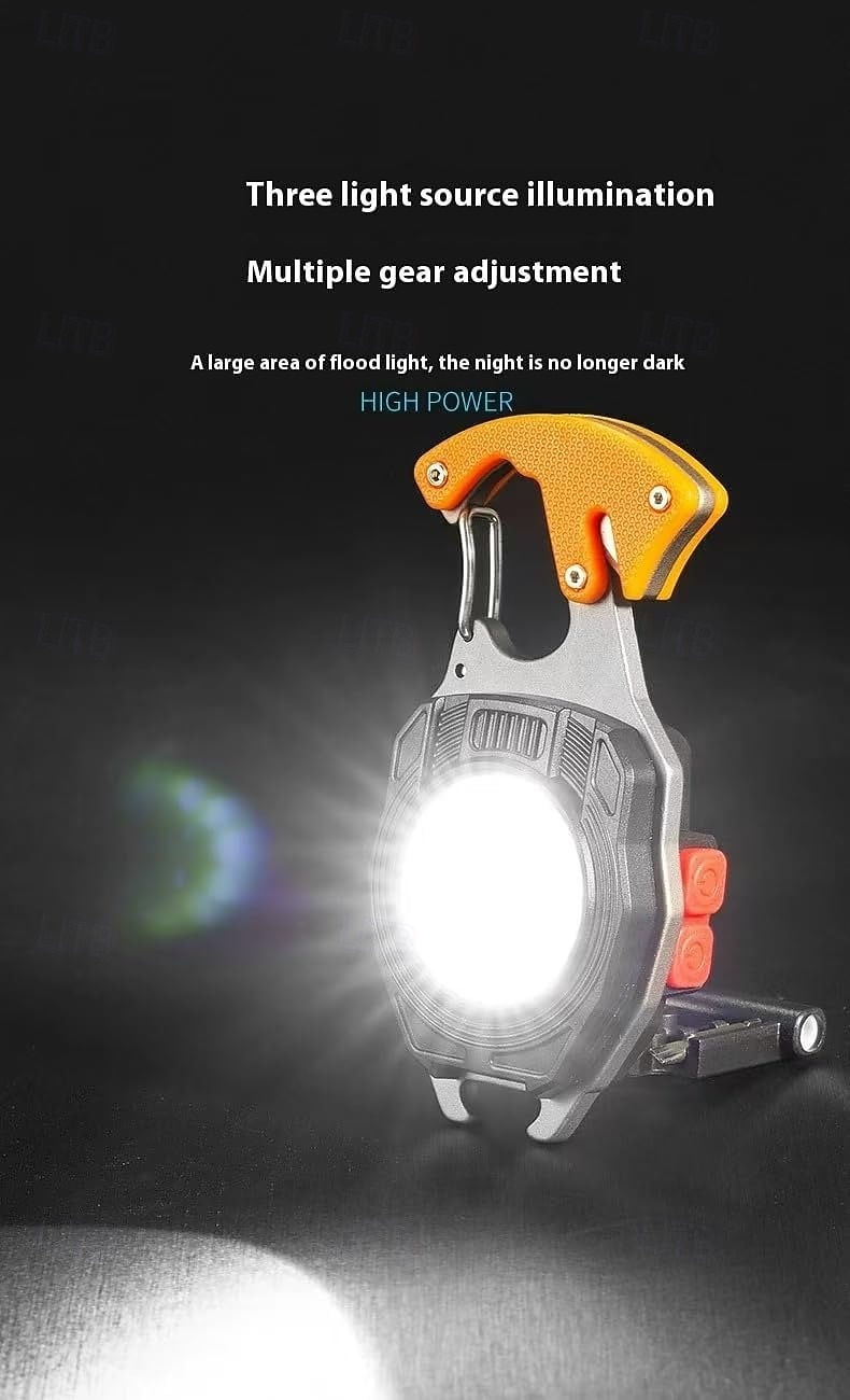 Multifunktionaler Schlüsselanhänger mit LED-Arbeitsleuchte, Zigarettenanzünder, USB-Ladeanschluss und verstecktem Schraubendreher – ein kompaktes Multifunktionswerkzeug, ideal für Campingausflüge. 2026 - $17.99 –P1