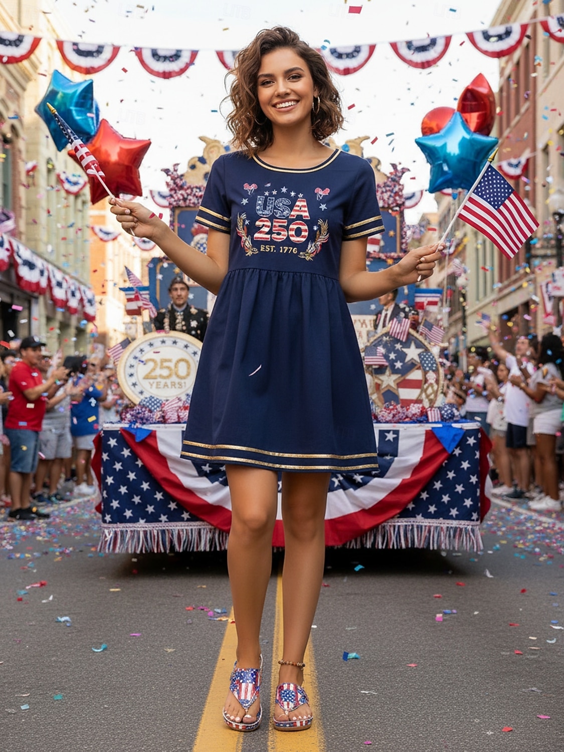 USAs 250-årsjubileum Kvinners rød-blå patriotiske USA-flagg kile sandaler – Komfortable polstrede sommersko parader festivaler gåing og hverdagscasual 2026 - $24.99 –P7